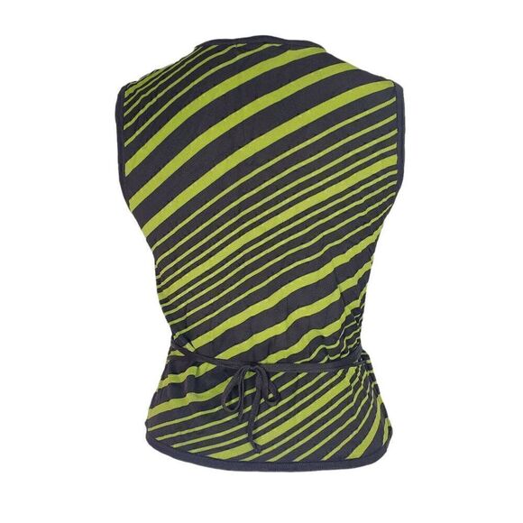 The Works Saks Fifth Avenue faux wrap shirt with tie waist Size Small brown gree - Picture 3 of 5